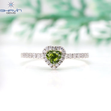 Heart Diamond Natural Diamond Ring Green Color Gold Ring Engagement Ring