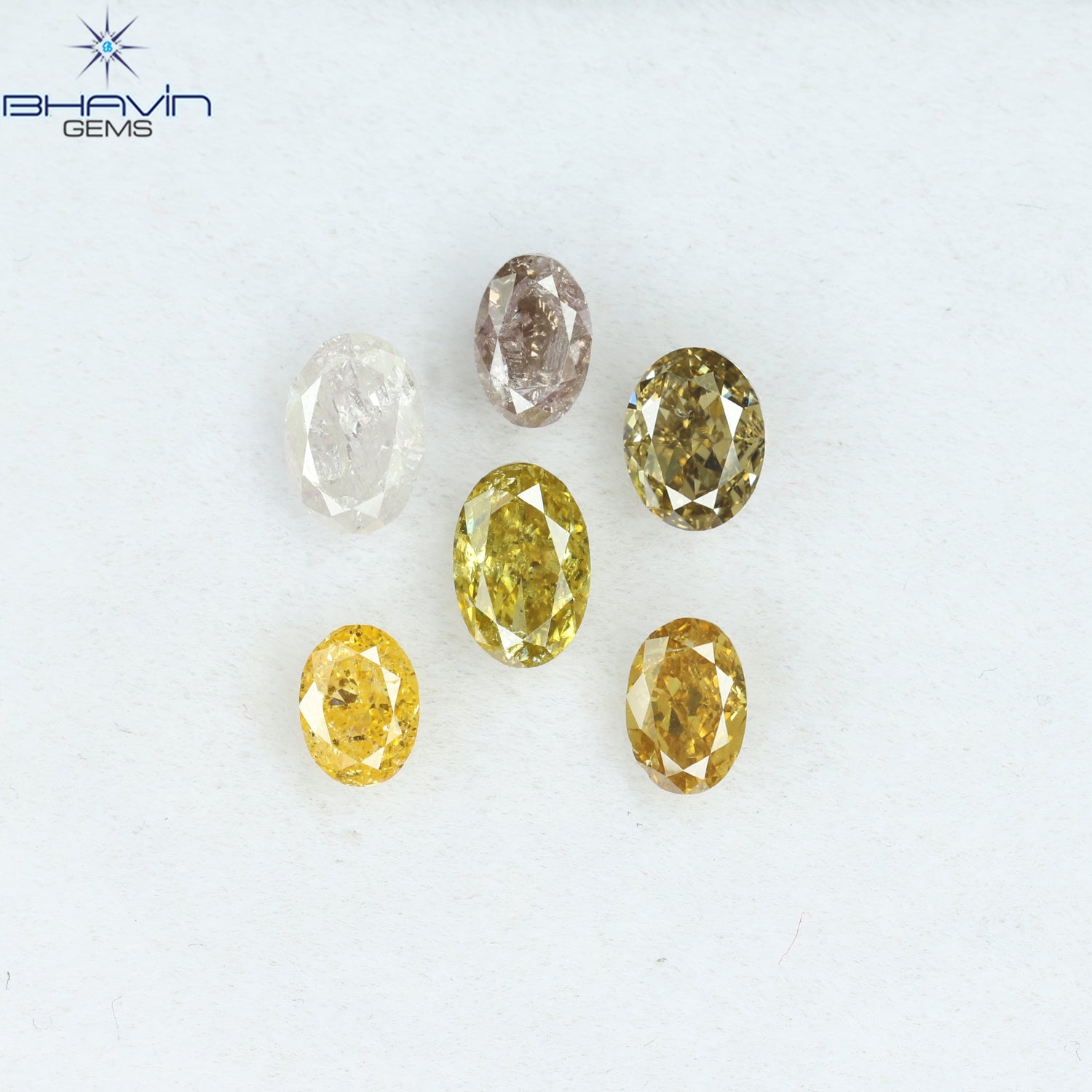 1.76 CT/6 Pcs Oval Shape Natural Diamond Mix Color SI1 Clarity (5.15 MM)