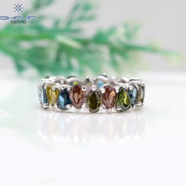 Pear Diamond Natural Diamond Ring Mix Color Gold Ring Engagement Ring