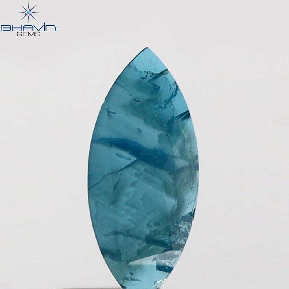 0.17 CT Marquise (Slice) Shape Natural Diamond Blue Color I3 Clarity (7.28 MM)