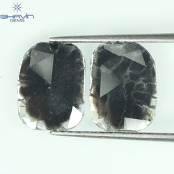 1.75 CT/5 ピース スライス形状 天然ダイヤモンド ソルト アンド ペッパー カラー I3 クラリティ (10.45 MM)