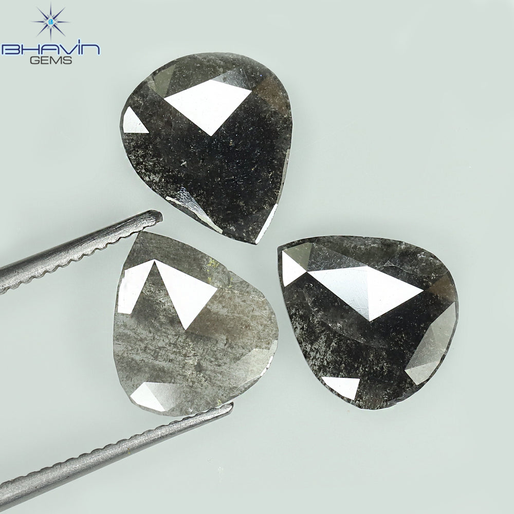 1.75 CT/5 ピース スライス形状 天然ダイヤモンド ソルト アンド ペッパー カラー I3 クラリティ (10.45 MM)