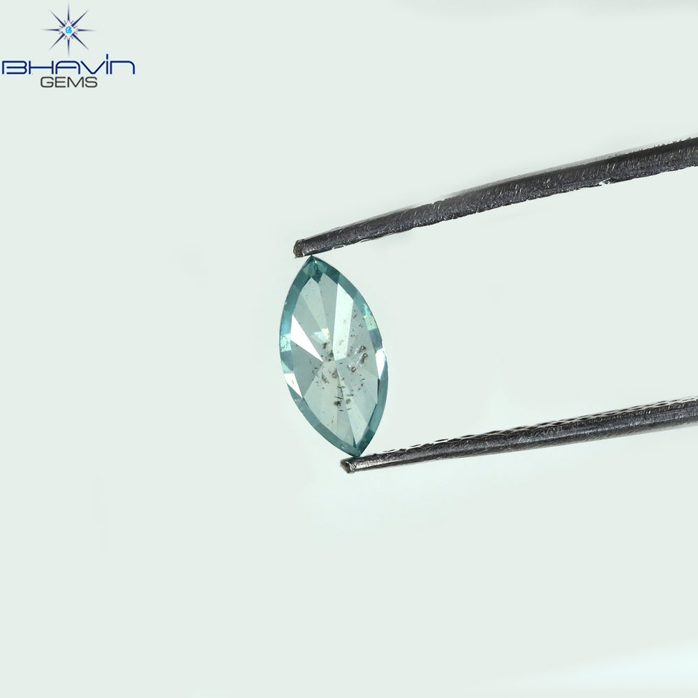 0.36 CT マーキス シェイプ ナチュラル ダイヤモンド グリーンがかったブルー カラー SI1 クラリティ (6.85 MM)