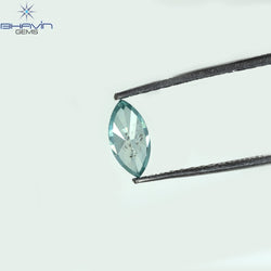 0.36 CT マーキス シェイプ ナチュラル ダイヤモンド グリーンがかったブルー カラー SI1 クラリティ (6.85 MM)