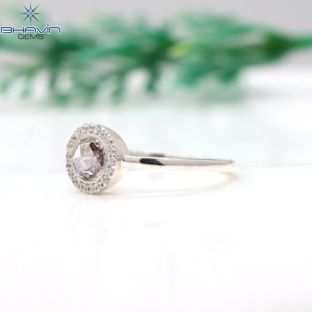 Round Rose Cut Diamond Natural Diamond Ring Pink Color Gold Ring Engagement Ring