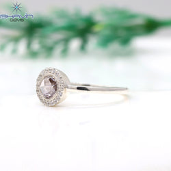 Round Rose Cut Diamond Natural Diamond Ring Pink Color Gold Ring Engagement Ring