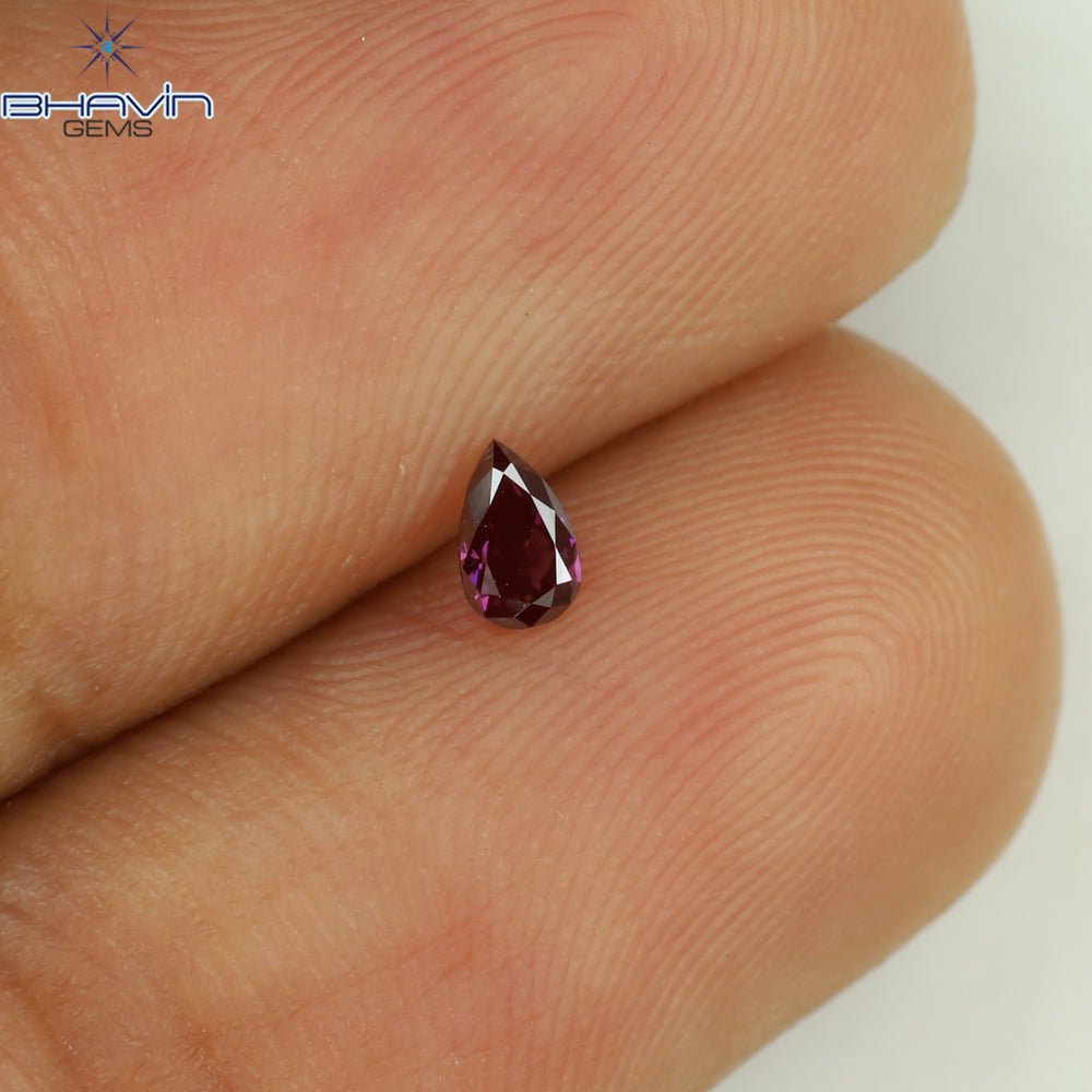 0.09 CT Pear Shape Natural Diamond Pink Color VS2 Clarity (3.29 MM)