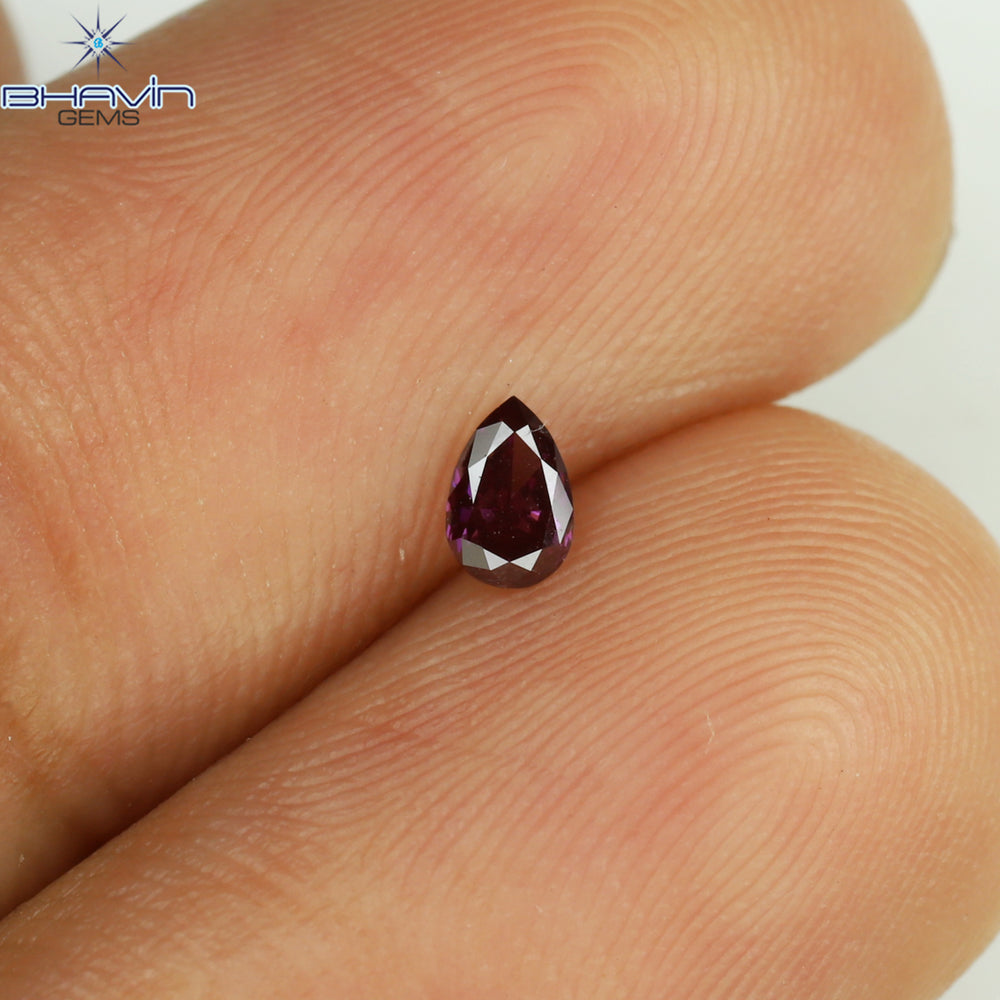 0.09 CT Pear Shape Natural Diamond Pink Color VS1 Clarity (3.36 MM)