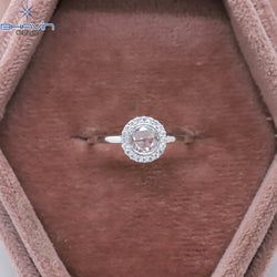 Round Rose Cut Diamond Natural Diamond Ring Pink Color Gold Ring Engagement Ring
