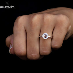 Round Rose Cut Diamond Natural Diamond Ring Pink Color Gold Ring Engagement Ring
