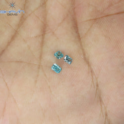 0.29 CT/3 Pcs Radiant Diamond Blue Color Natural Diamond Clarity SI2 (3.18 MM)