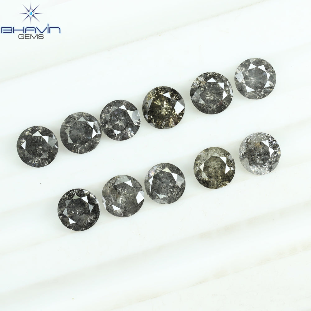 3.12 CT/11 Pcs Round Shape Natural Loose Diamond Salt And pepper Color I3 Clarity (4.25 MM)