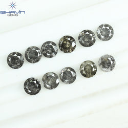 3.12 CT/11 Pcs Round Shape Natural Loose Diamond Salt And pepper Color I3 Clarity (4.25 MM)