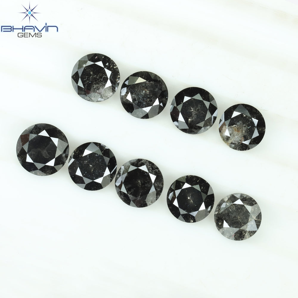 2.69 CT/9 Pcs Round Shape Natural Loose Diamond Salt And pepper Color I3 Clarity (4.25 MM)