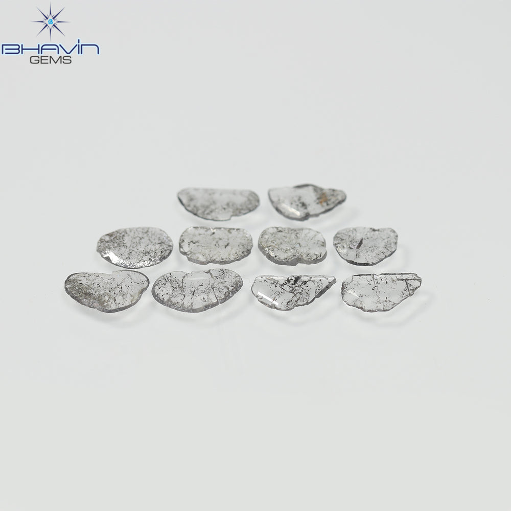 2.13 CT/10 Pcs Slice Shape Natural Diamond Salt And Pepper Color I3 Clarity (8.69 MM)