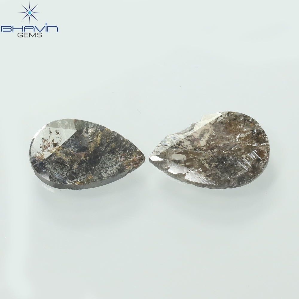 1.75 CT/5 ピース スライス形状 天然ダイヤモンド ソルト アンド ペッパー カラー I3 クラリティ (10.45 MM)