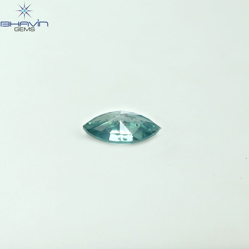 0.36 CT マーキス シェイプ ナチュラル ダイヤモンド グリーンがかったブルー カラー SI1 クラリティ (6.85 MM)