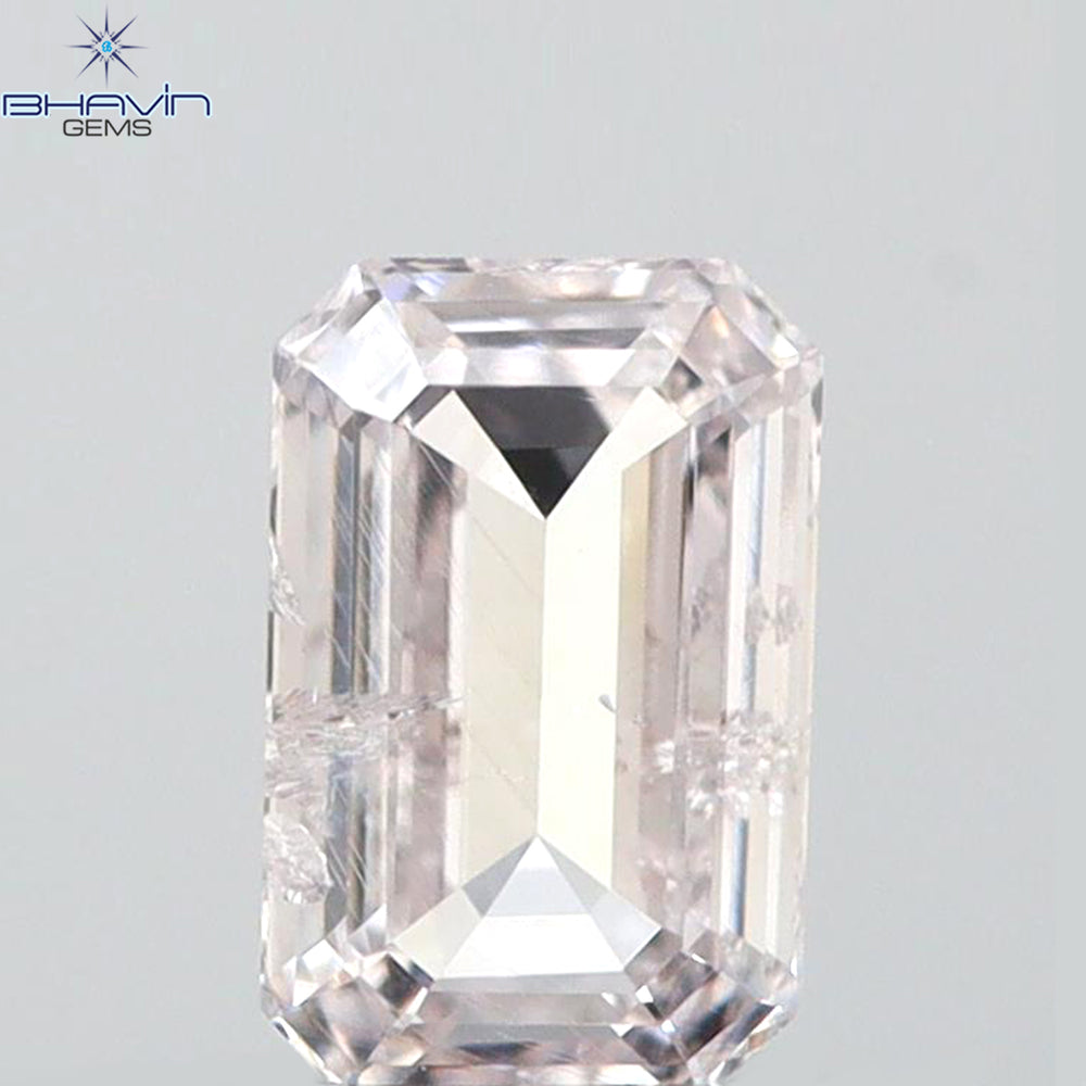 0.43 CT エメラルド シェイプ ナチュラル ダイヤモンド グレー色 SI1 クラリティ (5.22 MM)