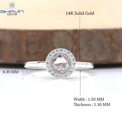 Round Rose Cut Diamond Natural Diamond Ring Pink Color Gold Ring Engagement Ring