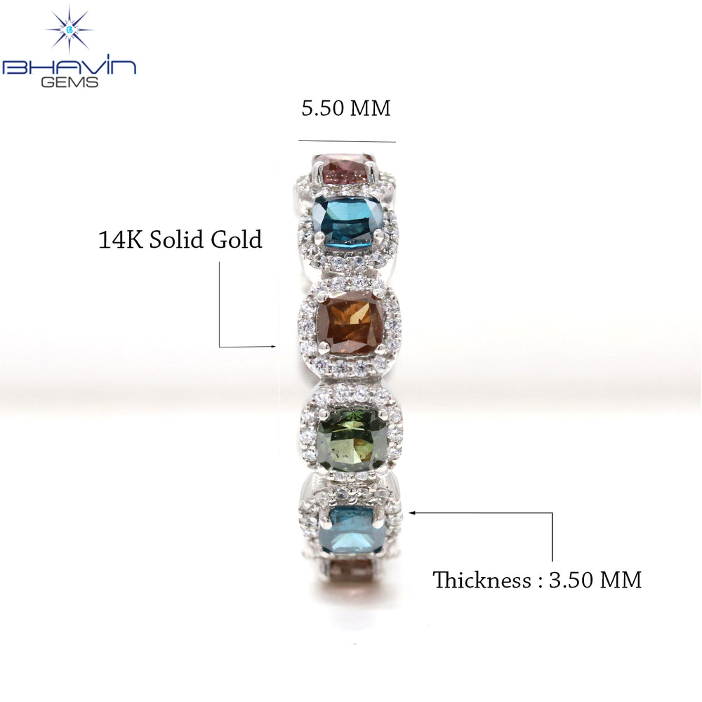 Cushion Diamond Natural Diamond Ring Mix Color Gold Ring Engagement Ring