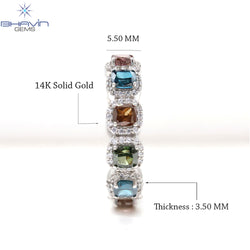 Cushion Diamond Natural Diamond Ring Mix Color Gold Ring Engagement Ring