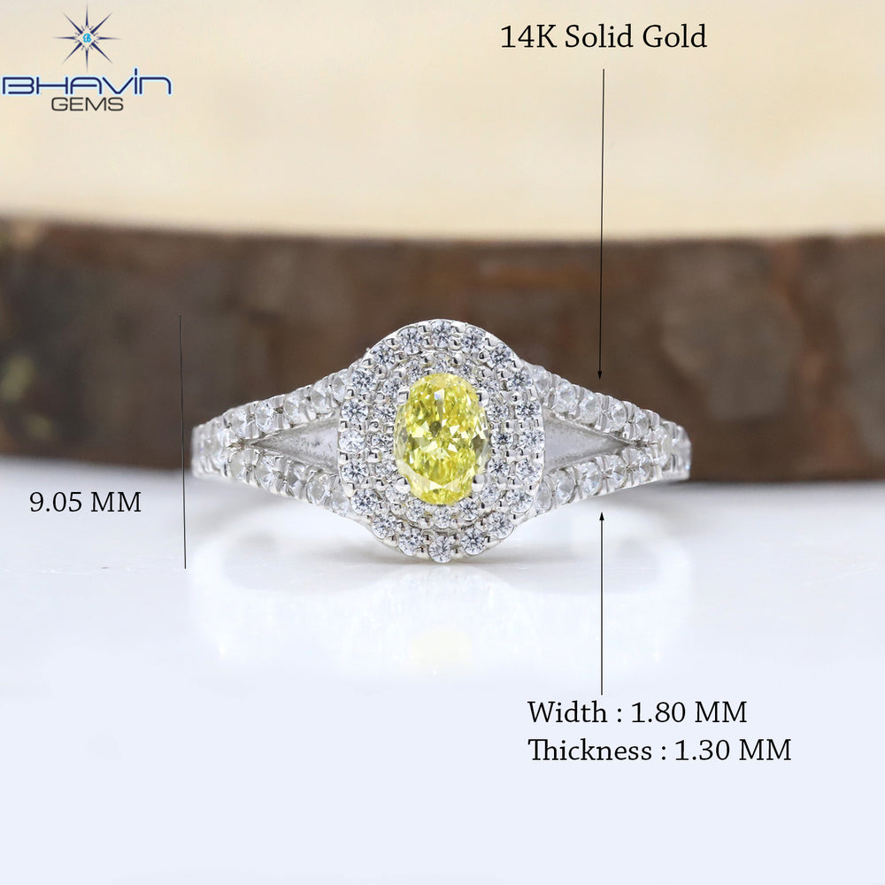 Oval Diamond Natural Diamond Ring Yellow Color Gold Ring Engagement Ring