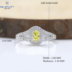 Oval Diamond Natural Diamond Ring Yellow Color Gold Ring Engagement Ring