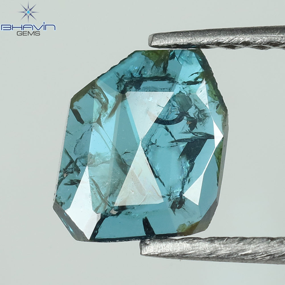 0.47 CT Enhanced Uncut Slice Shape Natural Loose Diamond Blue Color I3 Clarity (6.33 MM)