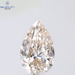 1.07 CT Pear Shape Natural Diamond Brown Color VVS1 Clarity (8.74 MM)