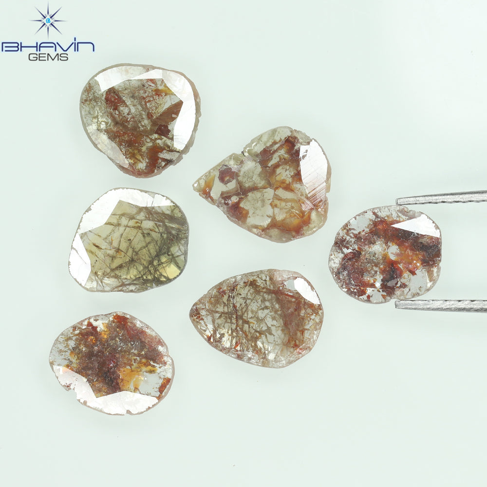 2.85 CT/6 Pcs Slice Shape Natural Loose Diamond Brown Color I3 Clarity (9.24 MM)