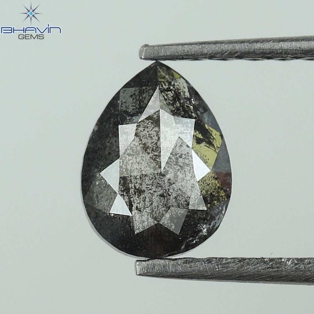 0.59 CT Pear Shape Natural Loose Diamond Salt And Pepper Color I3 Clarity (6.22 MM)