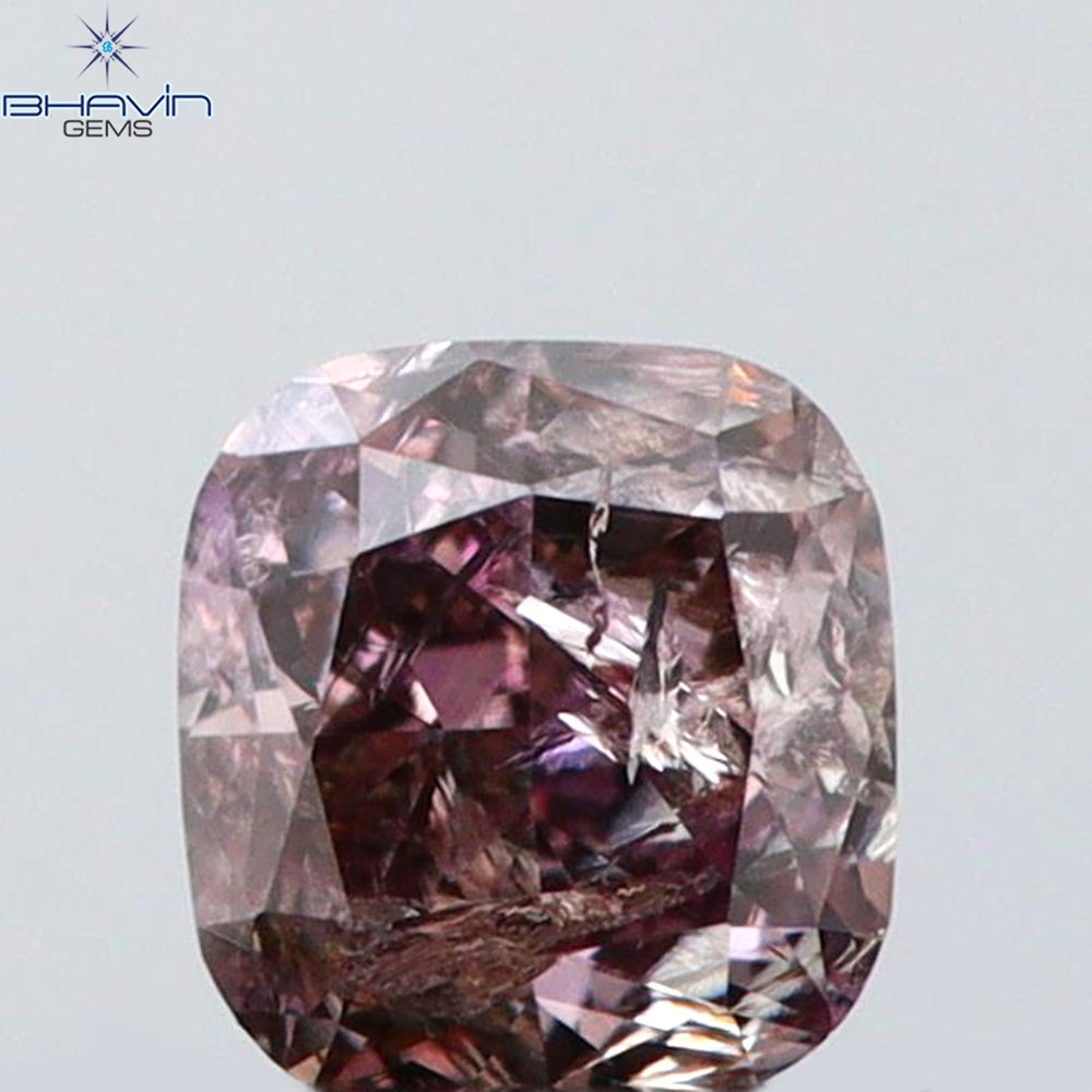 0.21 CT Cushion Shape Natural Diamond Brown Pink Color I2 Clarity (3.43 MM)