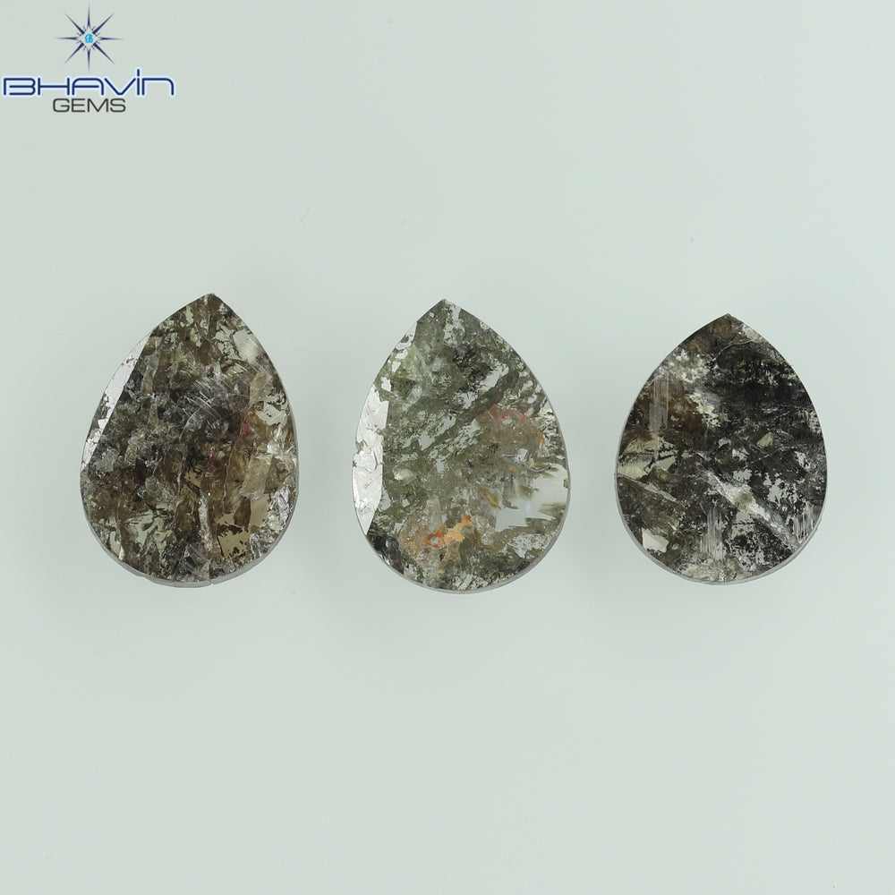 1.75 CT/5 ピース スライス形状 天然ダイヤモンド ソルト アンド ペッパー カラー I3 クラリティ (10.45 MM)