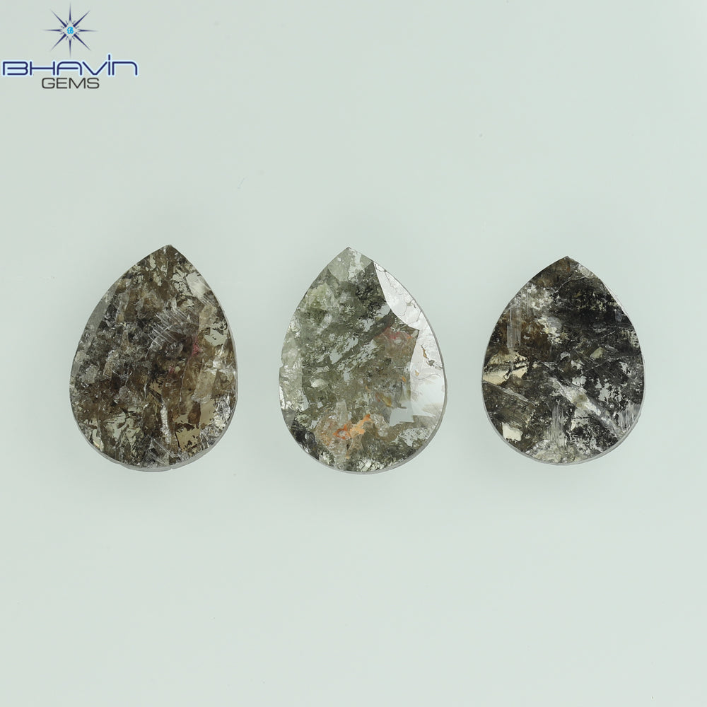 1.75 CT/5 ピース スライス形状 天然ダイヤモンド ソルト アンド ペッパー カラー I3 クラリティ (10.45 MM)