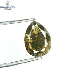 1.25 CT Pear Shape Natural Diamond Brown Color I2 Clarity (7.80 MM)