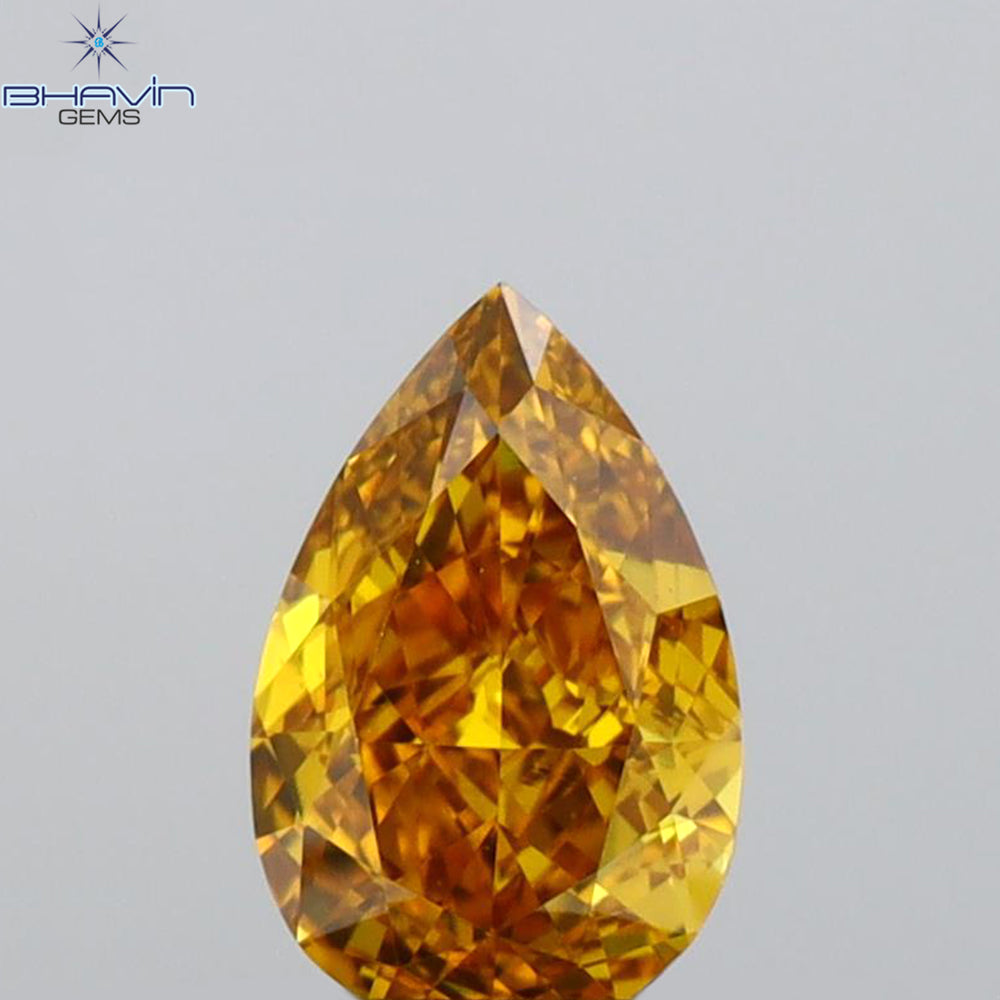 GIA Certified 0.51 CT Pear Diamond Brownish Orangy Yellow Color VS1 Clarity (6.30 MM)