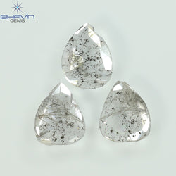 1.35 CT/2 ピース スライス形状 天然ダイヤモンド ソルト アンド ペッパー カラー I3 クラリティ (9.55 MM)