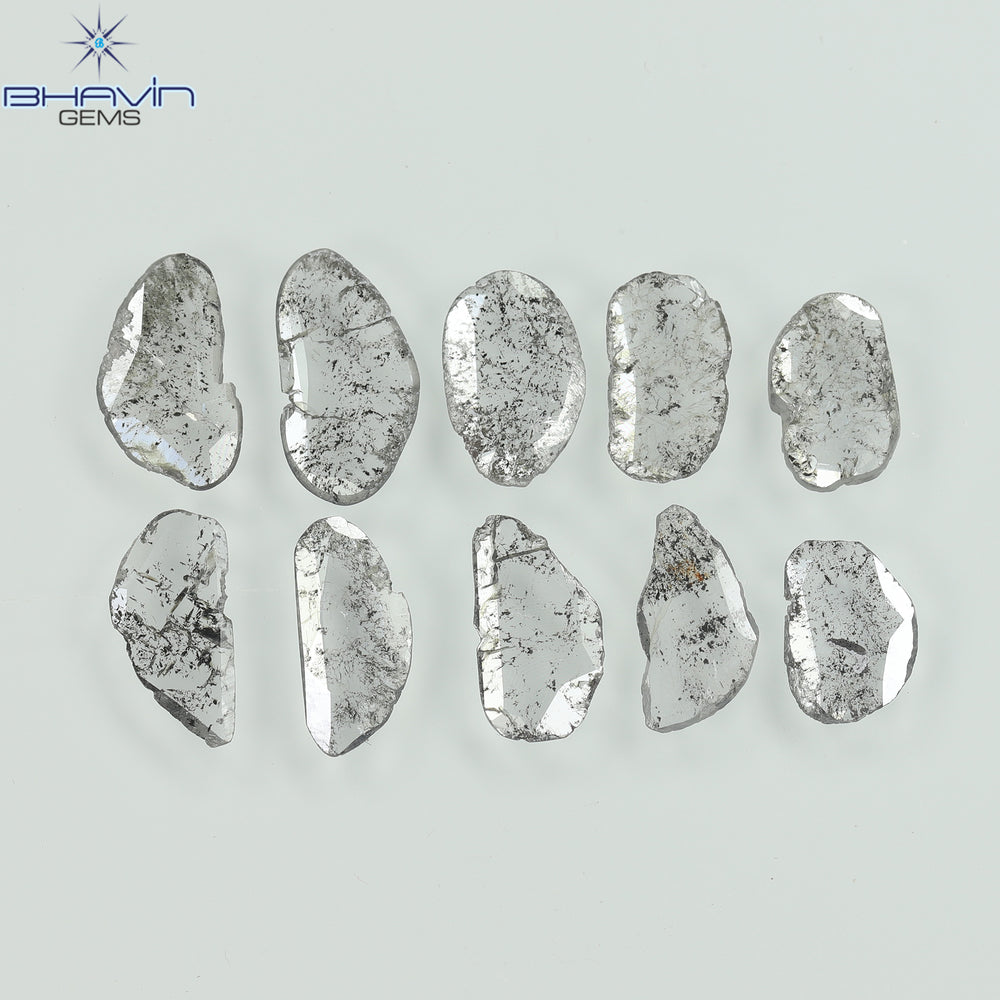 2.13 CT/10 Pcs Slice Shape Natural Diamond Salt And Pepper Color I3 Clarity (8.69 MM)