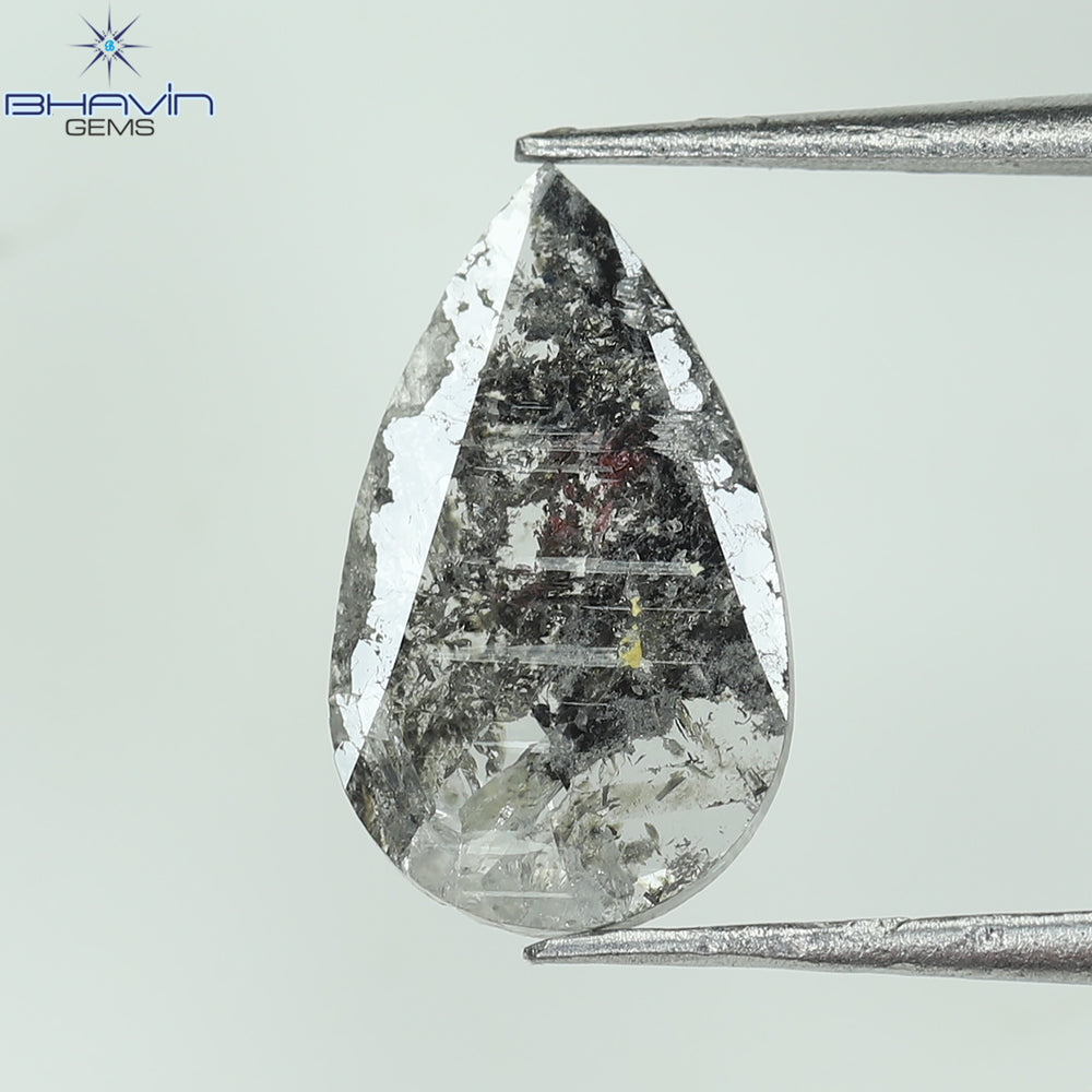 0.69 CT Pear Slice Shape Natural Diamond Salt And Pepper Color I3 Clarity (10.85 MM)