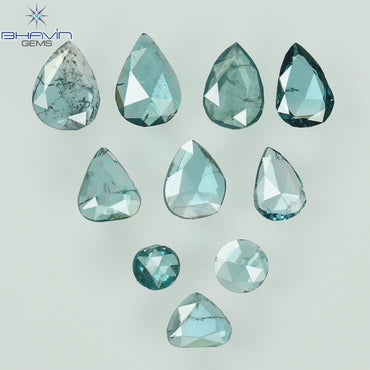 0.46 CT/10 Pcs Slice Shape Natural Loose Diamond Blue Color I1 Clarity (3.80 MM)