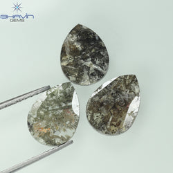 1.75 CT/5 ピース スライス形状 天然ダイヤモンド ソルト アンド ペッパー カラー I3 クラリティ (10.45 MM)