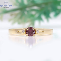 Round Diamond Natural Diamond Ring Pink Color Gold Ring Engagement Ring