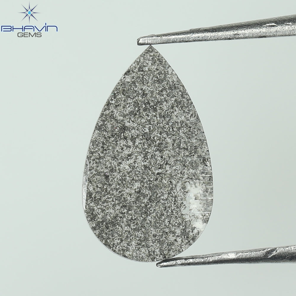 0.56 CT Pear Slice Shape Natural Diamond Salt And Pepper Color I3 Clarity (9.87 MM)