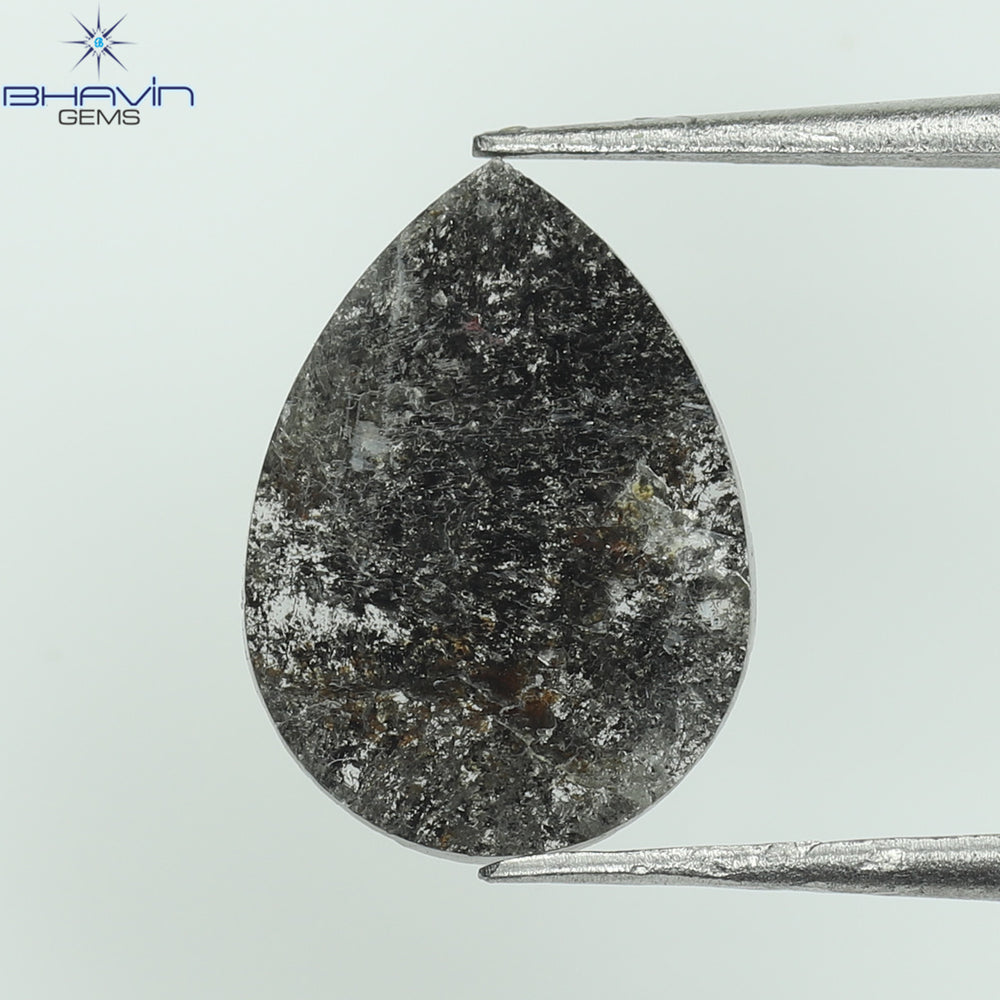 1.06 CT Pear Slice Shape Natural Diamond Salt And Pepper Color I3 Clarity (11.09 MM)