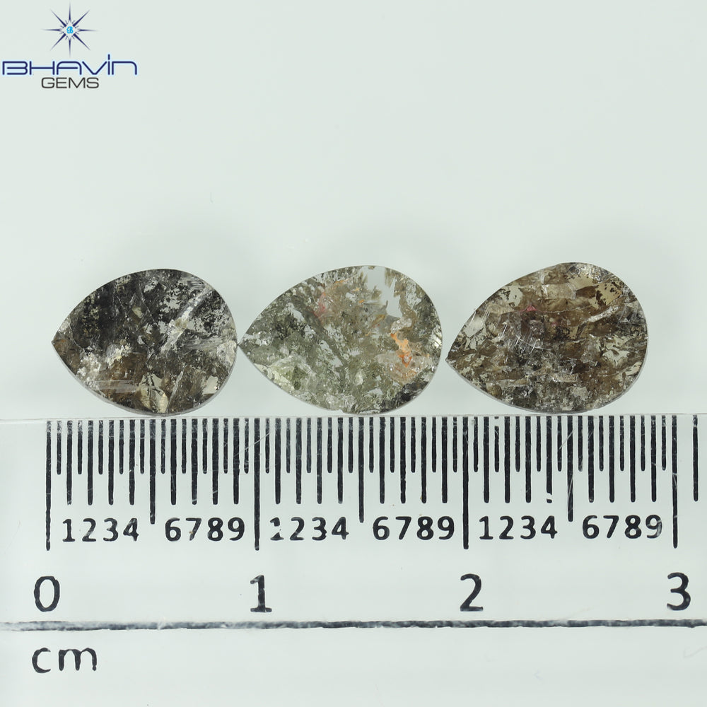 1.75 CT/5 ピース スライス形状 天然ダイヤモンド ソルト アンド ペッパー カラー I3 クラリティ (10.45 MM)