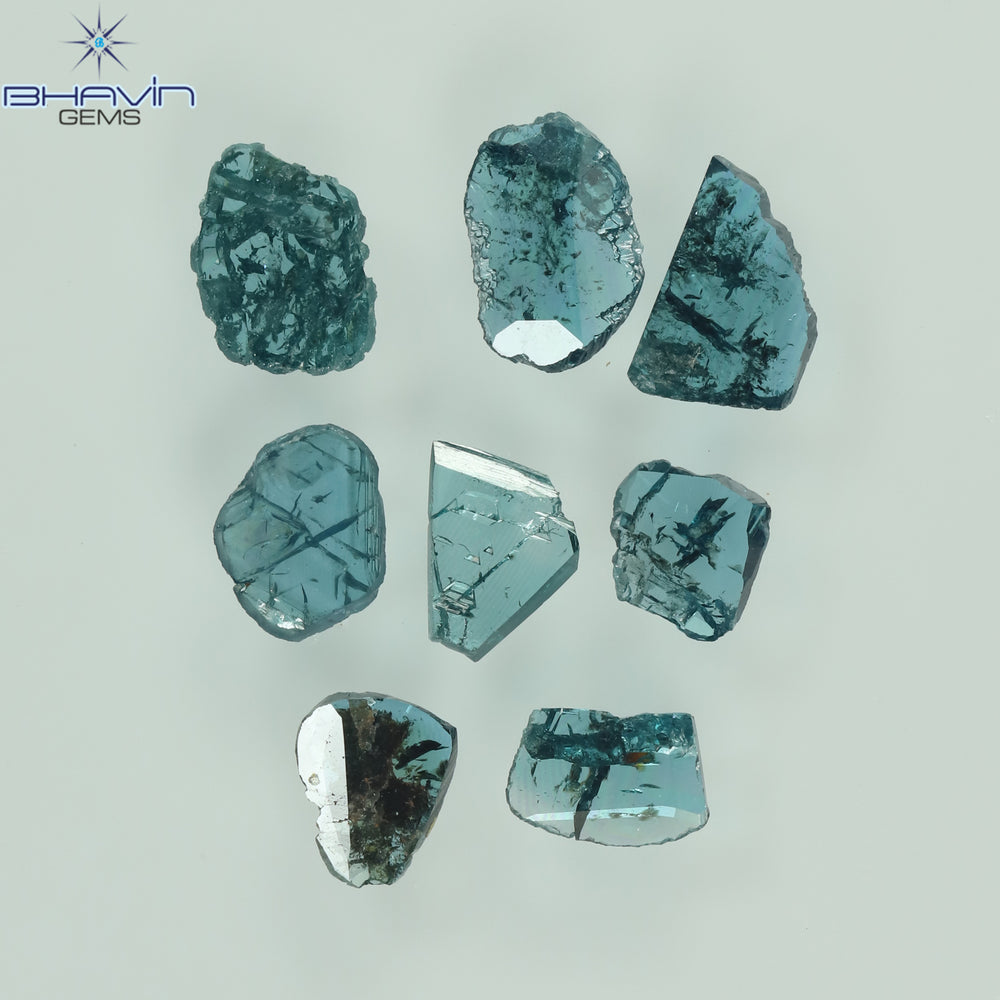 0.81CT/8 Pcs Enhanced Uncut Shape Natural Loose Diamond Blue Color I3 Clarity (3.24 MM)