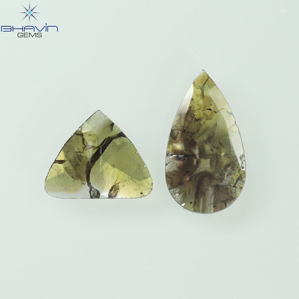 1.75 CT/5 ピース スライス形状 天然ダイヤモンド ソルト アンド ペッパー カラー I3 クラリティ (10.45 MM)