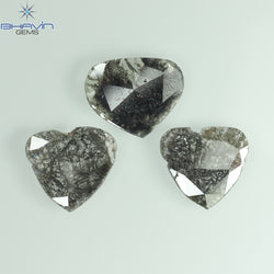 3.48 CT/3 Pcs Slice Shape Natural Diamond Salt And Pepper Color I3 Clarity (9.75 MM)