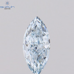 0.11 CT マーキス シェイプ ナチュラル ダイヤモンド グリーンがかったブルー カラー VVS1 クラリティ (4.91 MM)