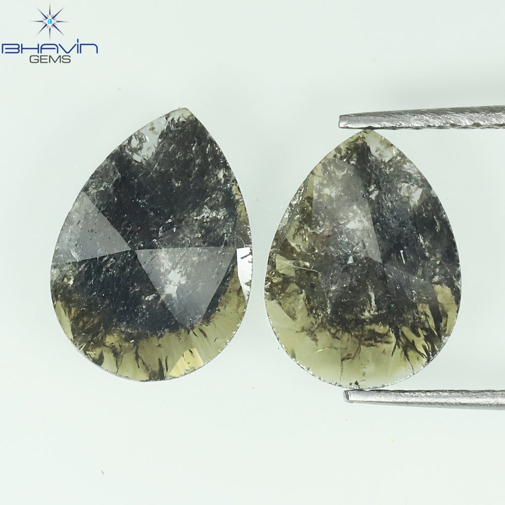 1.75 CT/5 ピース スライス形状 天然ダイヤモンド ソルト アンド ペッパー カラー I3 クラリティ (10.45 MM)